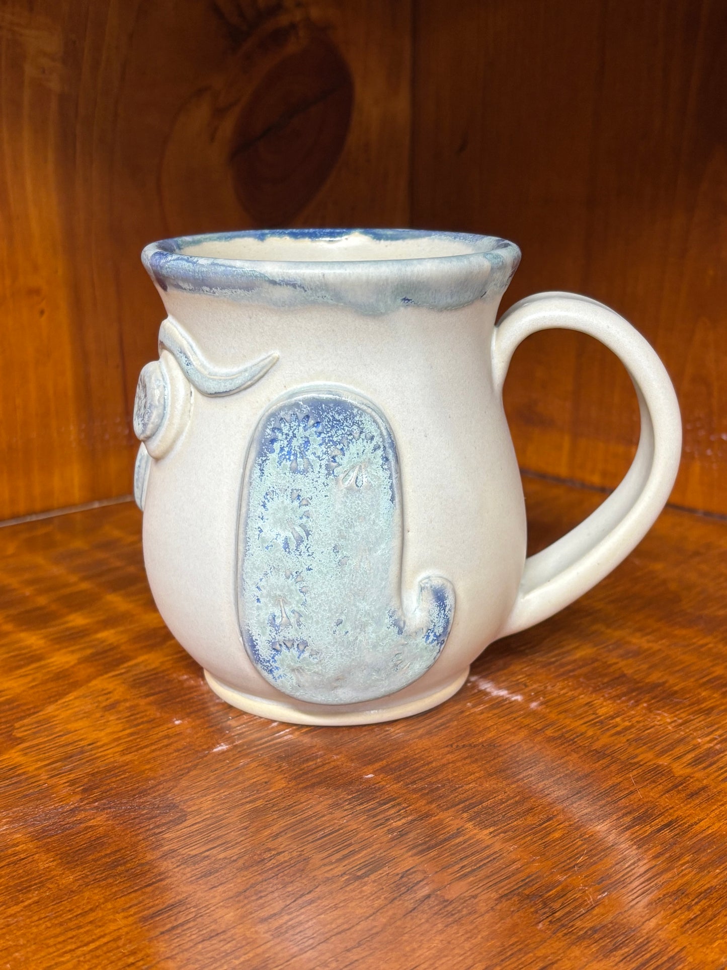 Capri blue owl mug