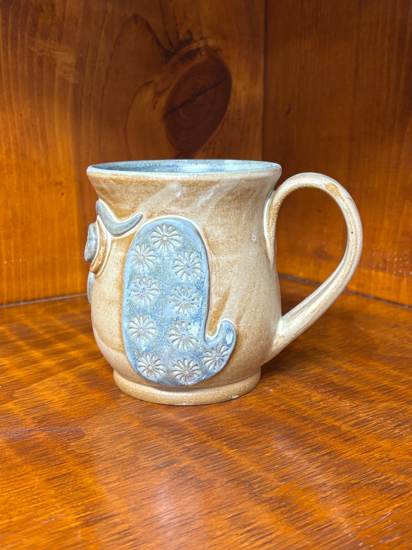 Capri blue owl mug