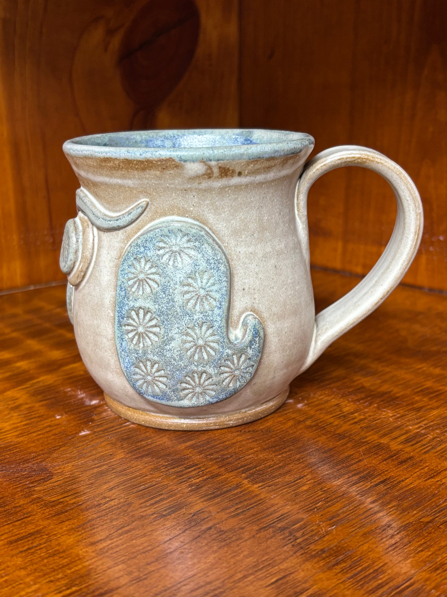 Capri blue owl mug