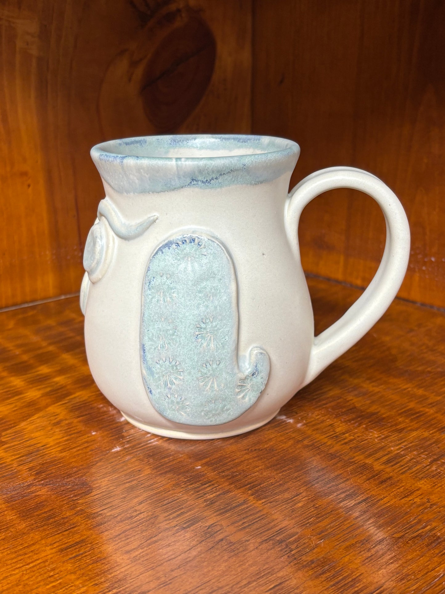 Capri blue owl mug