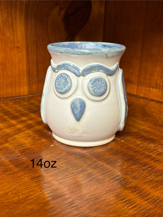 Capri blue owl mug